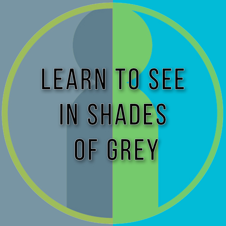 graphic saying learn to see in shades of grey